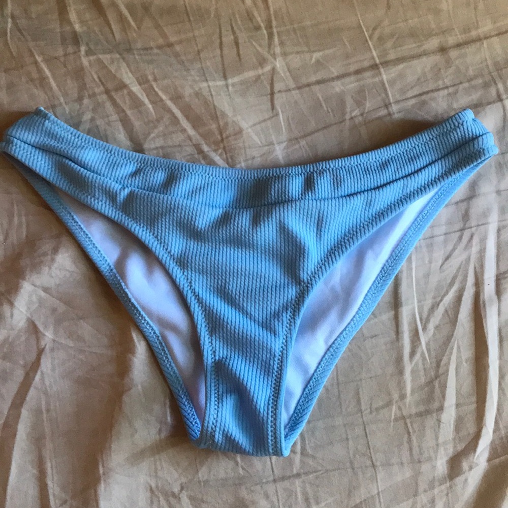 Blue ribbed bikini bottoms